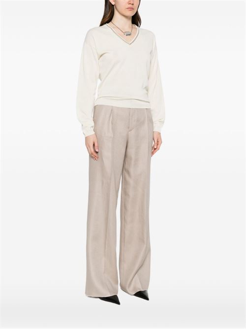 Maglia donna panna con scollo a V Fabiana Filippi | MAD276F060M1650145